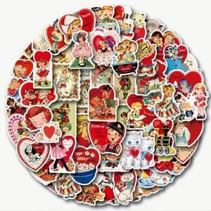Vintage Inspired Valentine’s Day Stickers 50 pcs